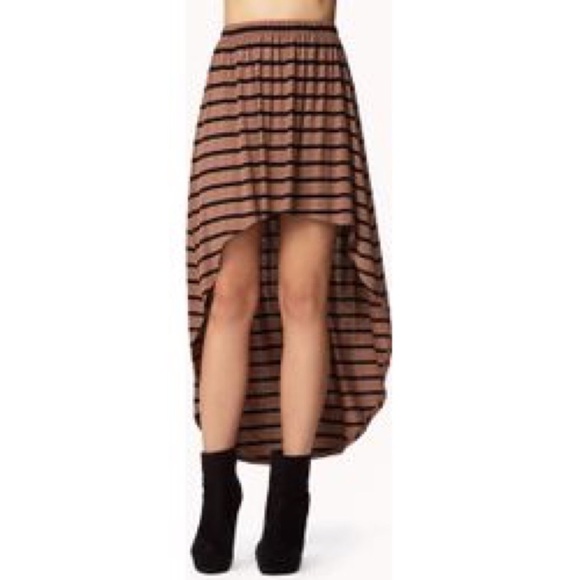 🆕 Striped high low faux wrap plus size pull on stretchy purple gray skirt - Picture 6 of 7